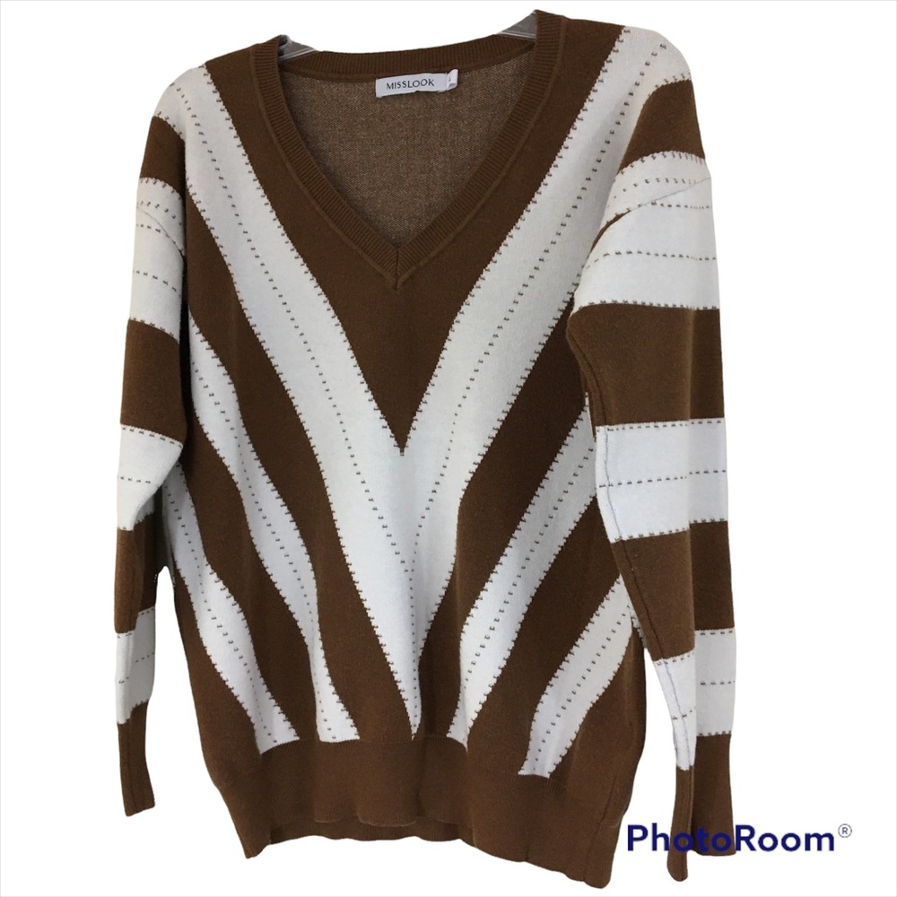 MISSLOOK V Neckline Sweater Size Large